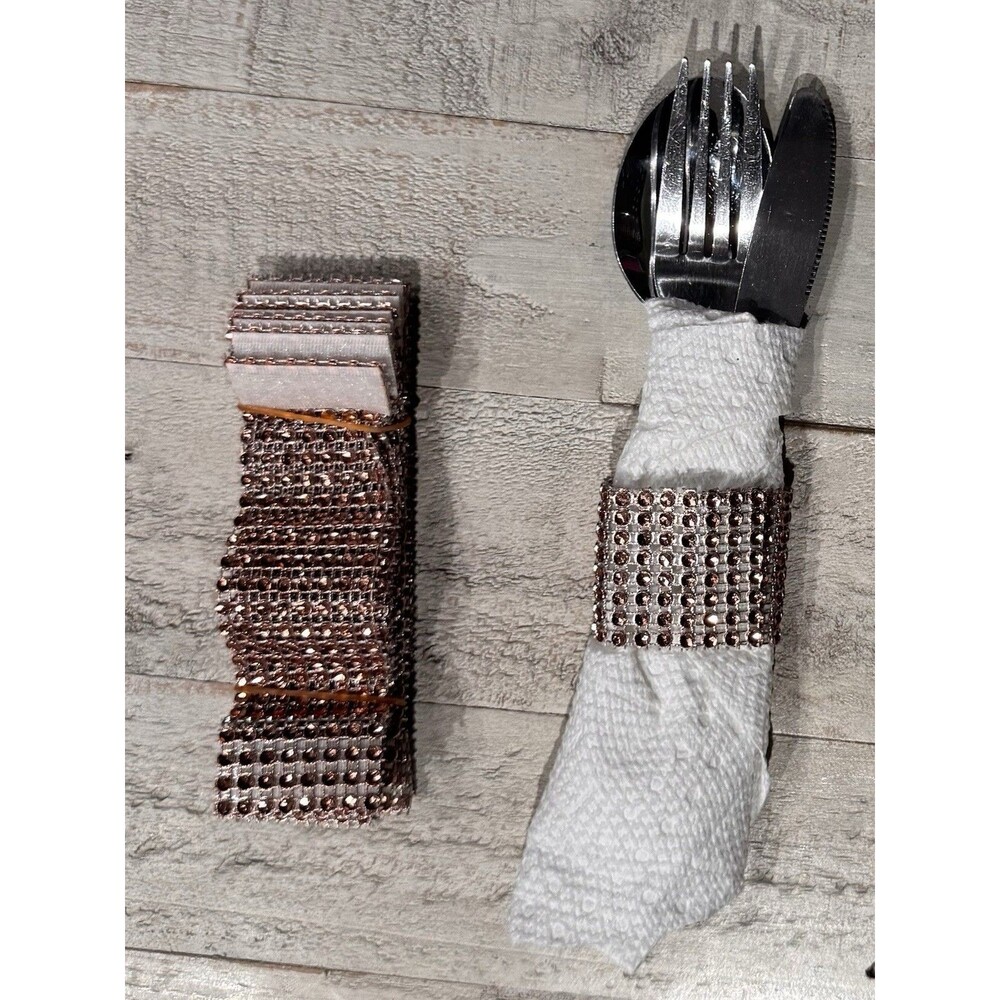 Rose Gold Beaded Plastic Napkin Rings Pack of 50